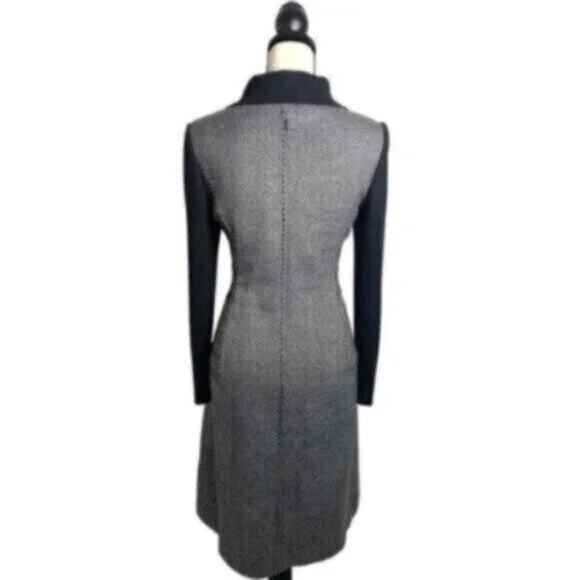 Vintage Tweed Wool Collared Knee Length Sheath Office Dress - Picture 3 of 11